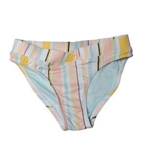 Roxy Girl Striped Bikini Bottom Yellow Pink Blue V-Waist Size M 10/12